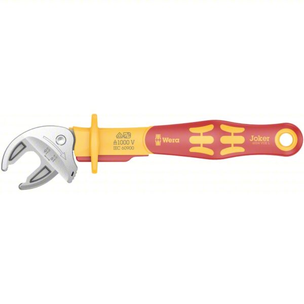 WERA VDE Spanner Wrench: Natural, 226 mm Overall Lg, 3/4 in Jaw Capacity, Insulated Grip