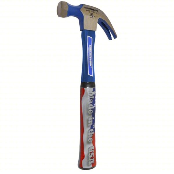 Nail Hammer, 16 oz.: Steel, Textured Grip, Fiberglass Handle, 16 oz Head Wt, 13 in Overall Lg