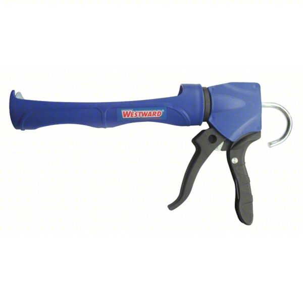 WESTWARD Dripless Caulk Gun: 10 oz For Container Size, 12:1, Revolving Half Barrel Frame, Smooth Rod