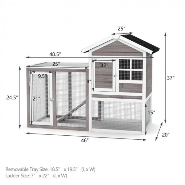 2-Story Wooden Rabbit Hutch with Running Area - Image 2