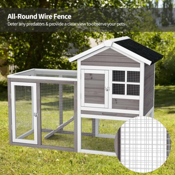 2-Story Wooden Rabbit Hutch with Running Area - Image 4