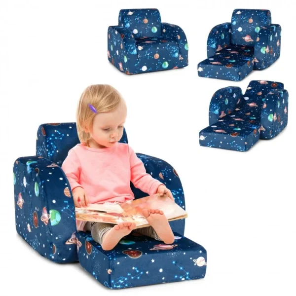 3-in-1 Convertible Kid Sofa Bed Flip-Out Chair Lounger for Toddler