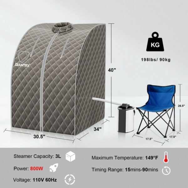 Portable Personal Steam Sauna Spa with 3L Blast-proof Steamer Chair - Image 4