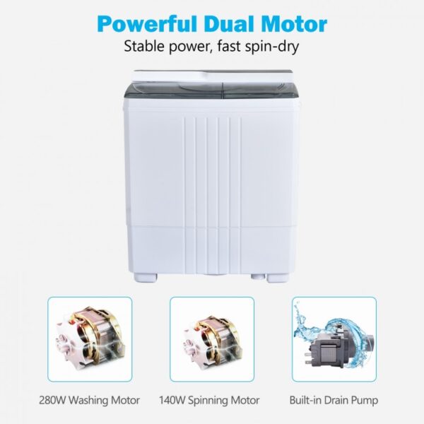 Twin Tub Portable Washing Machine with Timer Control and Drain Pump for Apartment - Image 3