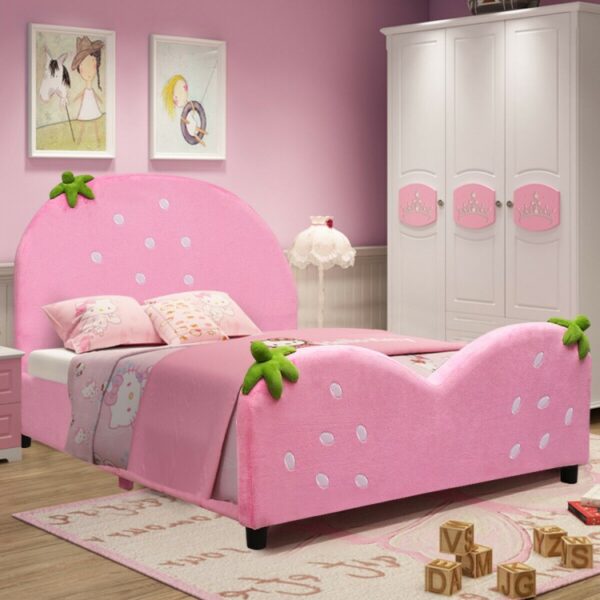 Kids Children Upholstered Berry Pattern Toddler Bed - Image 3