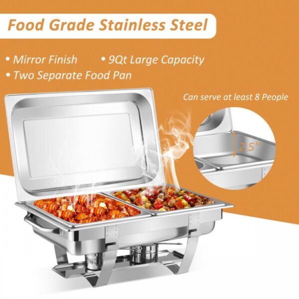 2 Packs Stainless Steel Full-Size Chafing Dish - Image 4