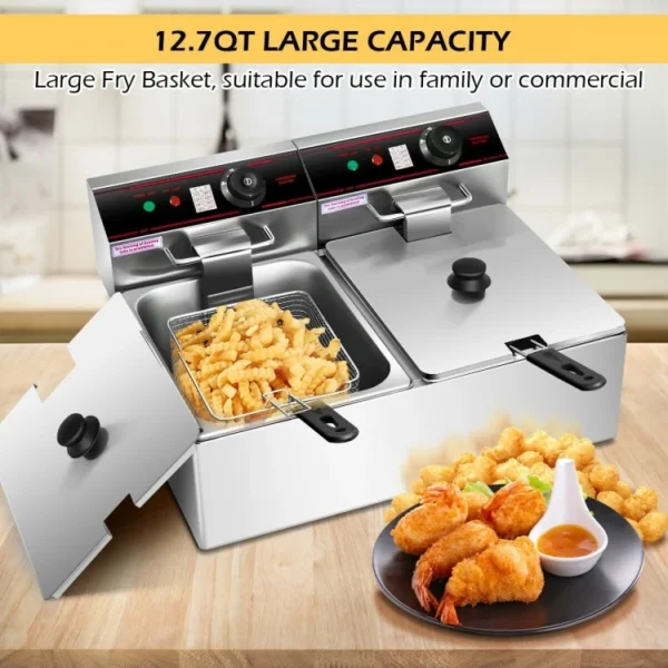 3400W Dual Tank Electric Countertop Deep Fryer - Image 7