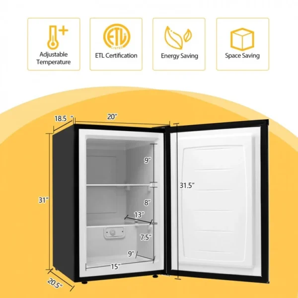 3 Cubic Feet Compact Upright Freezer with Stainless Steel Door - Image 4