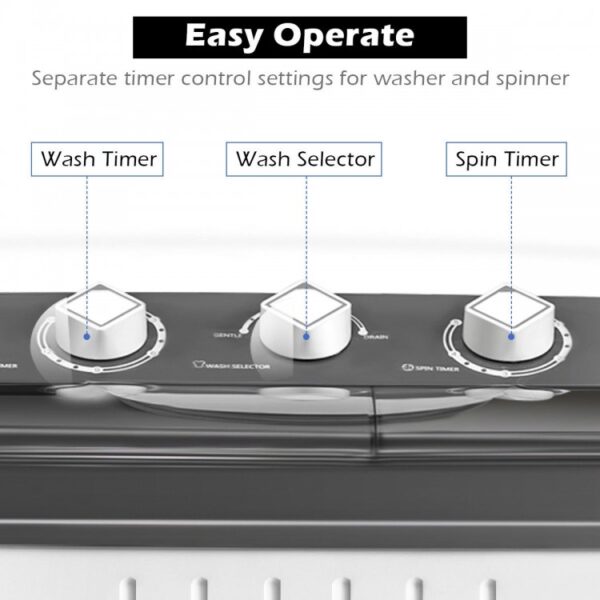 20 lbs Portable Semi-Automatic Twin-tub Washing Machine - Image 3