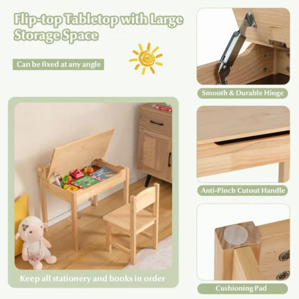 Toddler Multifunctional Activity Table and Chair Set with Paper Roll Holder - Image 4