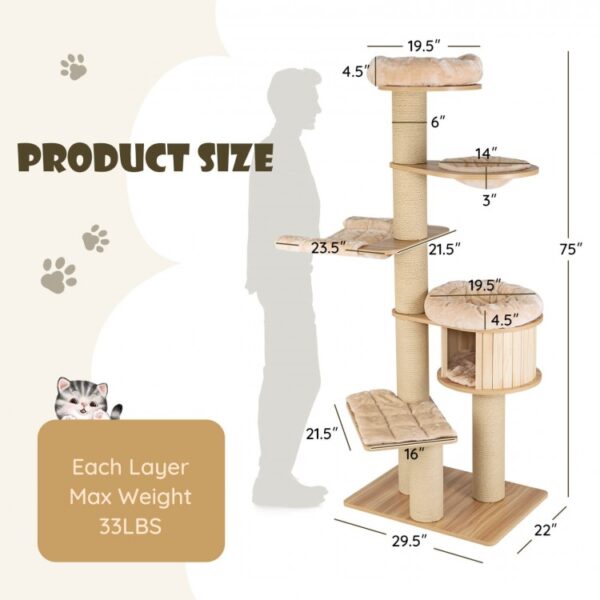 Modern Tall Cat Tree Tower with Scratch Posts and Washable Mats - Image 4