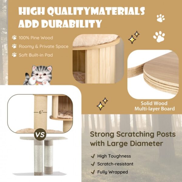 Modern Tall Cat Tree Tower with Scratch Posts and Washable Mats - Image 2