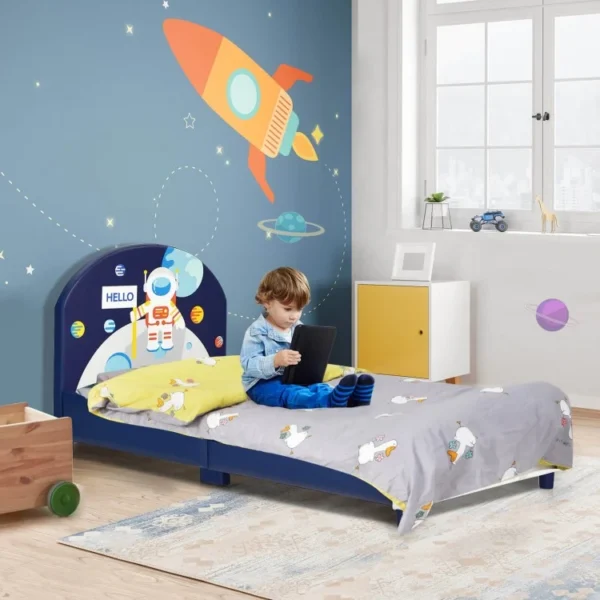 Kids Upholstered Platform Bed with Headboard and Footboard - Image 3