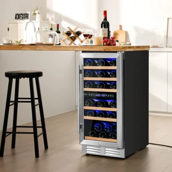 30-Bottle Freestanding Wine Cooler with Temp Memory and Dual Zones - Image 2