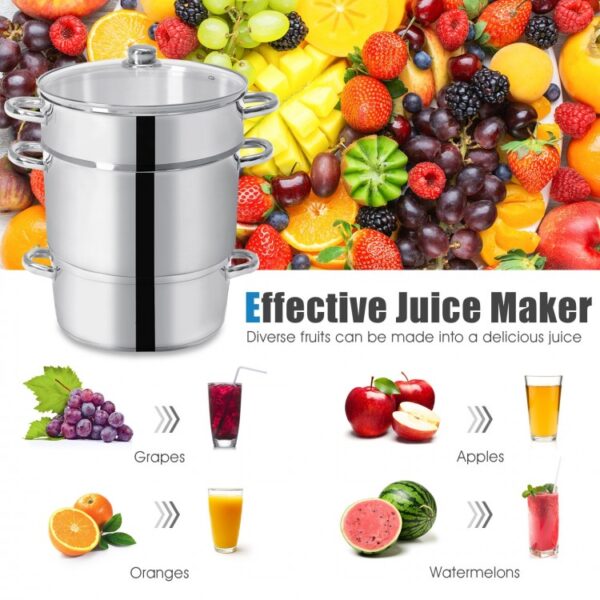 11-Quart Stainless Steel Fruit Juicer Steamer - Image 5