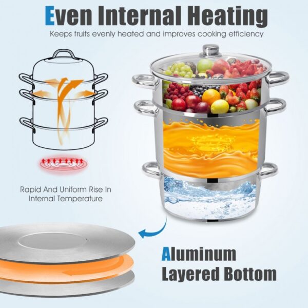 11-Quart Stainless Steel Fruit Juicer Steamer - Image 4