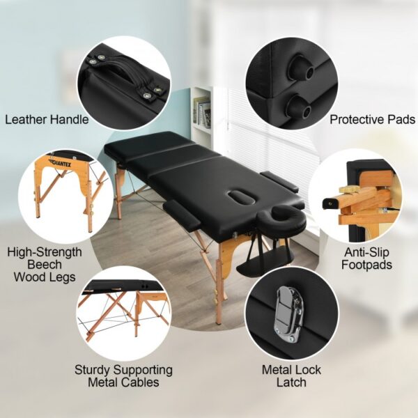 3 Fold Portable Adjustable Massage Table with Carry Case - Image 4