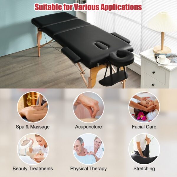 3 Fold Portable Adjustable Massage Table with Carry Case - Image 5