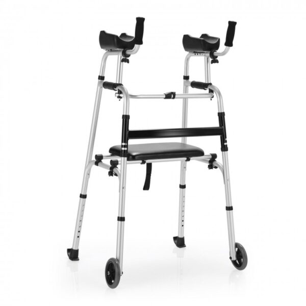 Height Adjustable Rolling Walker with Armrest Pad and Seat