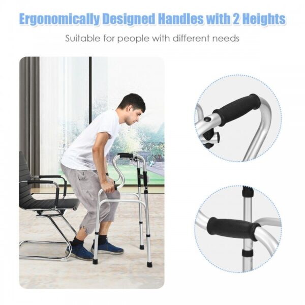 One-Button Folding Aluminum Walking Frame Walker - Image 4