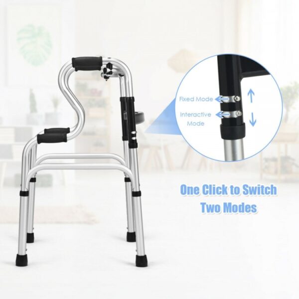 One-Button Folding Aluminum Walking Frame Walker - Image 6