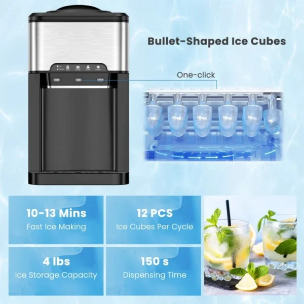 Water Cooler Dispenser 3-in-1 with Built-in Ice Maker and 3 Temperature Settings - Image 6