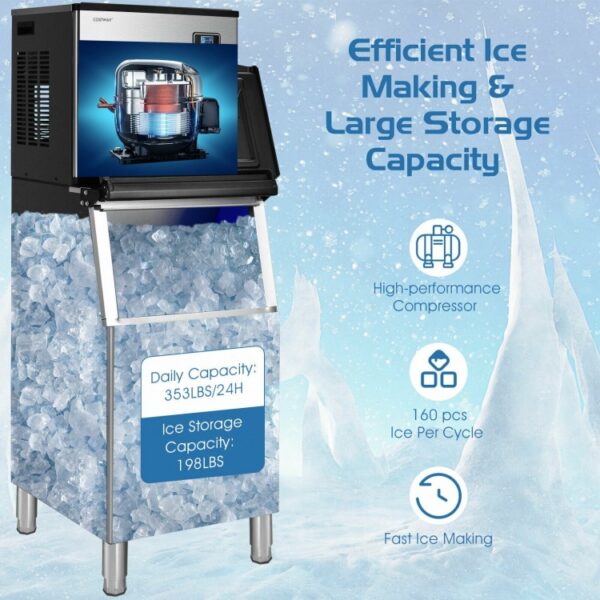 353LBS/24H Split Commercial Ice Maker with 198 LBS Storage Bin - Image 3