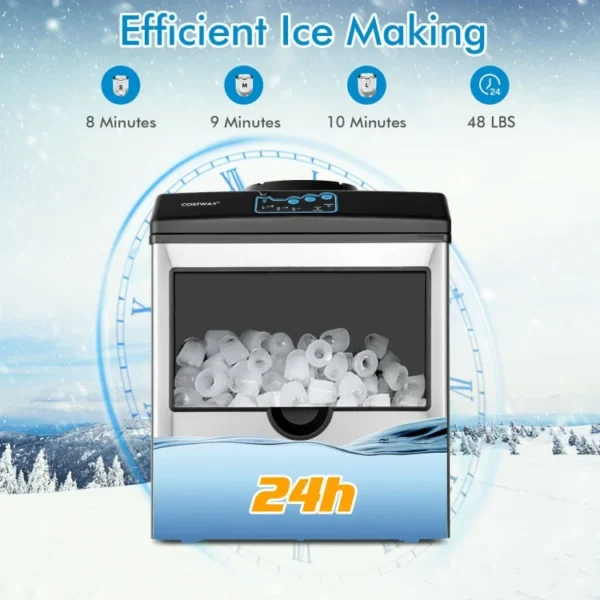 2-in-1 Stainless Steel Countertop Ice Maker with Water Dispenser - Image 4