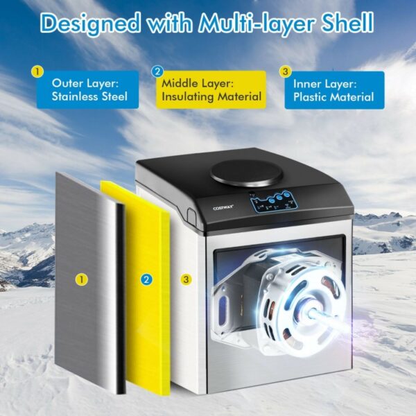 2-in-1 Stainless Steel Countertop Ice Maker with Water Dispenser - Image 6