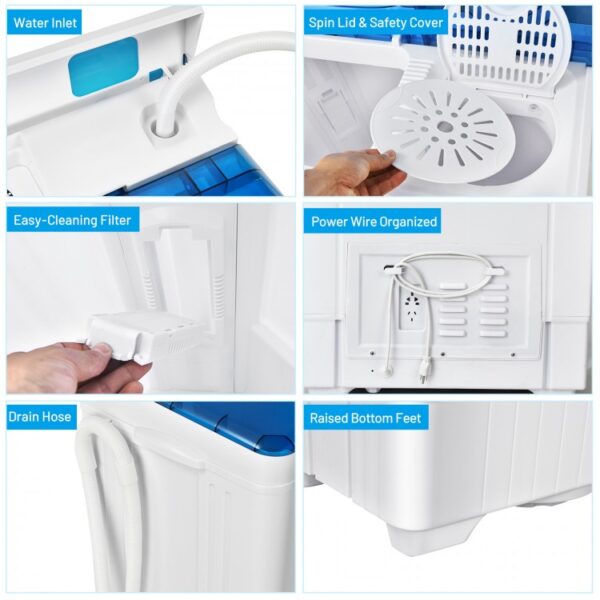 26 Pound Portable Semi-Automatic Washing Machine with Built-in Drain Pump - Image 4