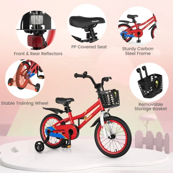 16 Inch Kids Bike with Removable Training Wheels for 4-7 Years Old - Image 4