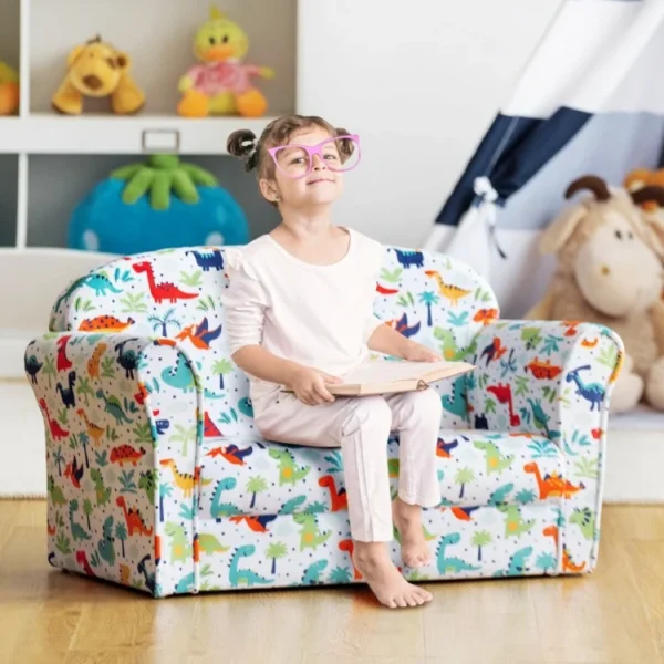 Double Kids Dinosaur Sofa Children Armrest Couch - Image 5