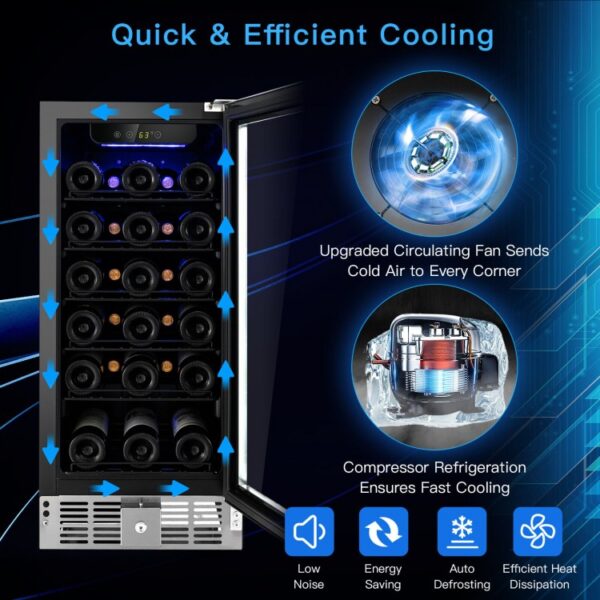 15 Inch 30-Bottle Wine Cooler with Temperature Memory - Image 7