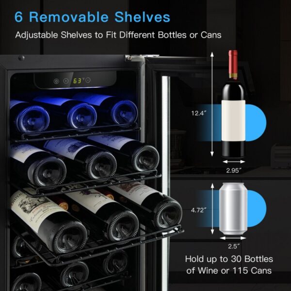 15 Inch 30-Bottle Wine Cooler with Temperature Memory - Image 5