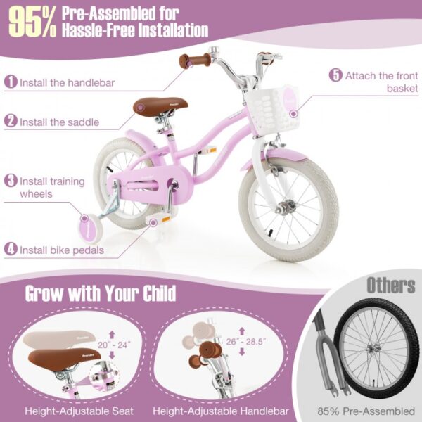 14/16/18/20 Inch Adjustable Kids Bike with 2 Brake System - Image 3