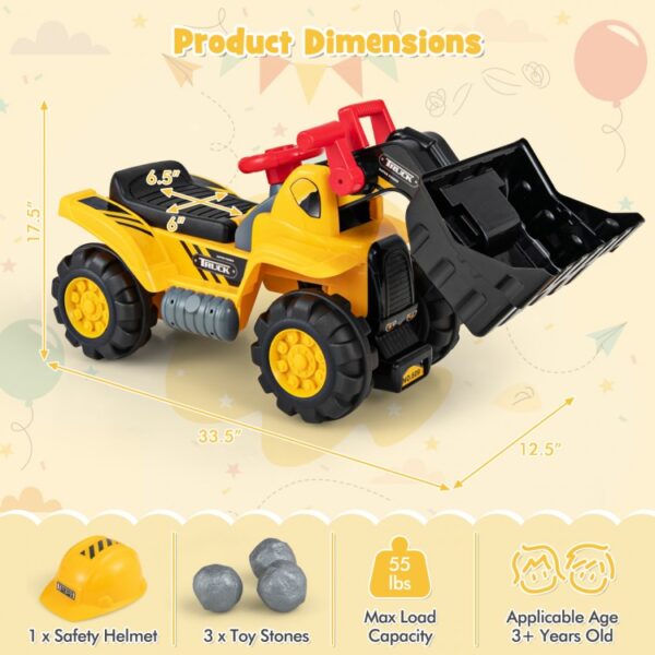 Kids Ride On Bulldozer Toy Play Truck with Adjustable Bucket Aged 3+ Years Old - Image 4