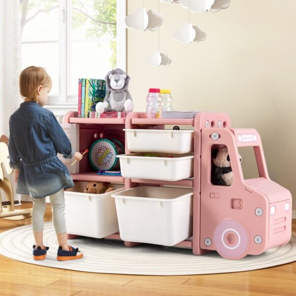 Toddler Truck Storage Organizer with Plastic Bins - Image 3