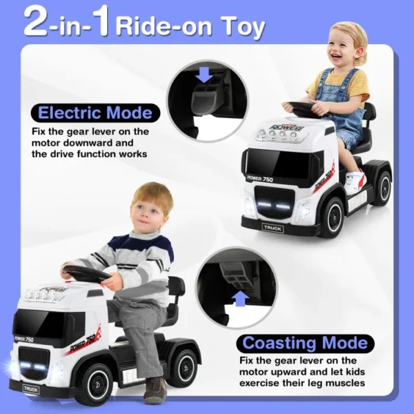 6V Kids Electric Ride-on Truck with Height Adjustable Seat - Image 2