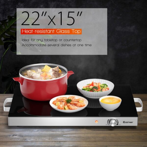 22 x 14 Inch Electric Warming Tray Hot Plate Dish Warmer with Adjustable Temperature - Image 4