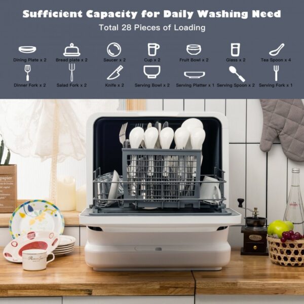 Portable Countertop Dishwasher Air Drying 5 Programs with 7.5L Water Tank - Image 3