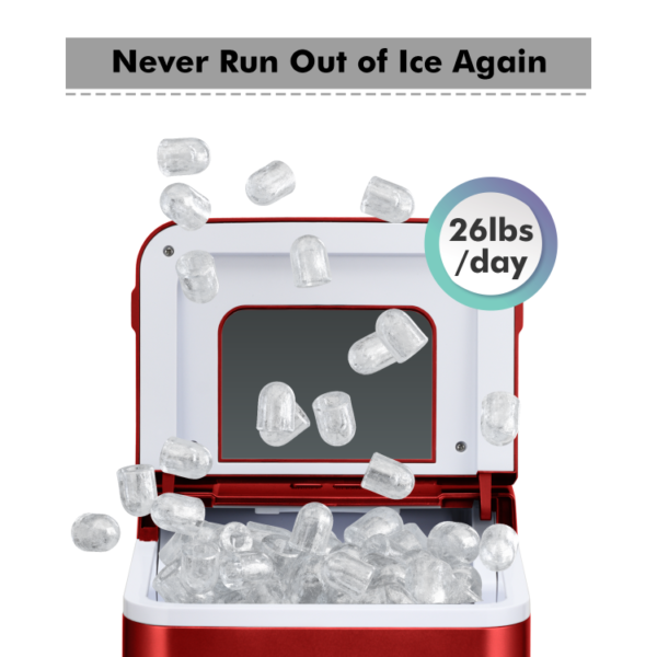 26lbs/24h Portable Countertop Ice Maker Machine with Scoop - Image 6