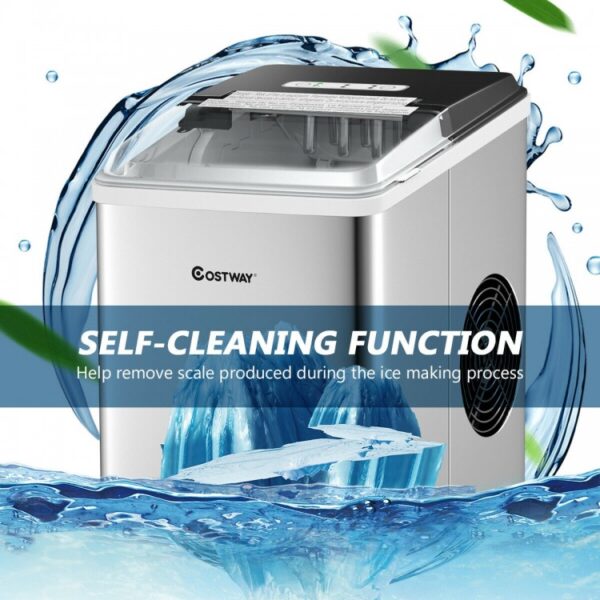 Stainless Steel 26 lbs/24 H Self-Clean Countertop Ice Maker Machine - Image 4