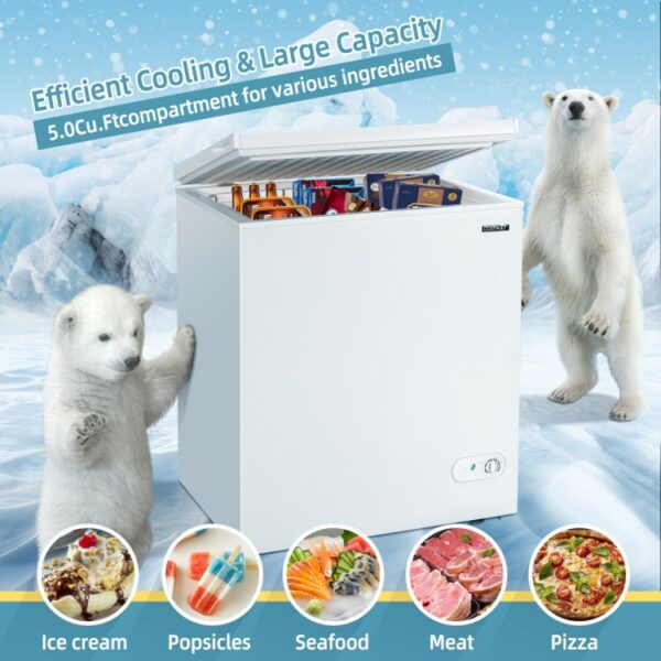 5 Cu.ft Chest Freezer with 3 Removable Storage Baskets