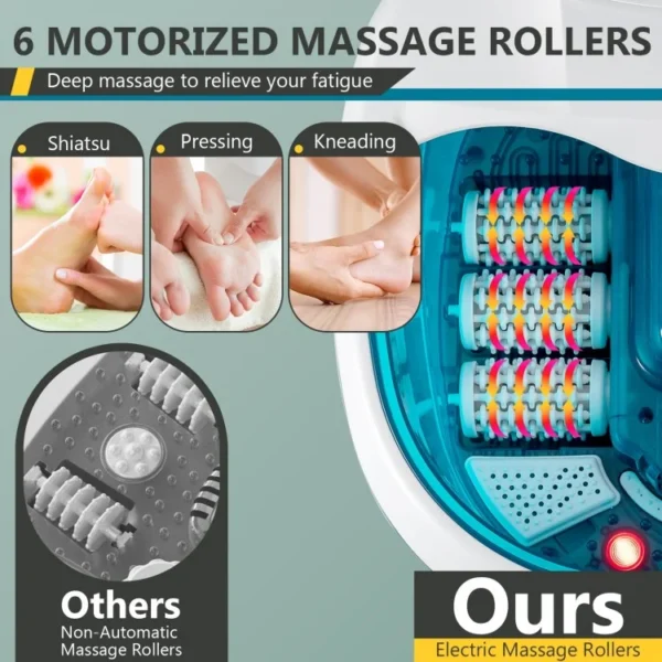 Foot Spa Tub with Bubbles and Electric Massage Rollers for Home Use - Image 4