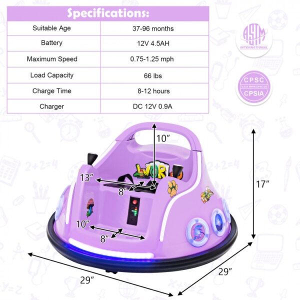 12V Electric Ride On Car with Remote Control and Flashing LED Lights - Image 5