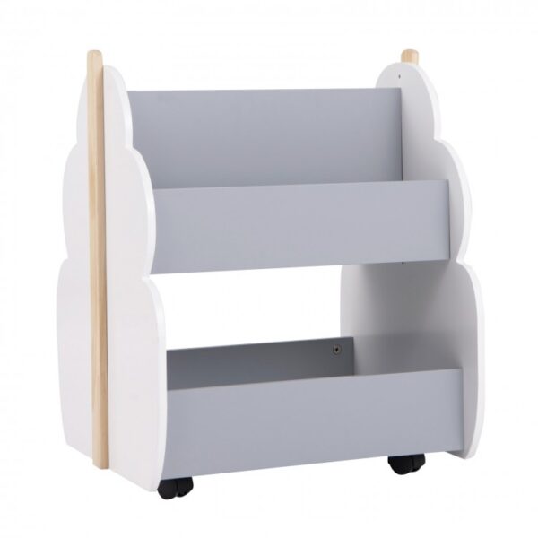 Kids Wooden Bookshelf with Universal Wheels - Image 2