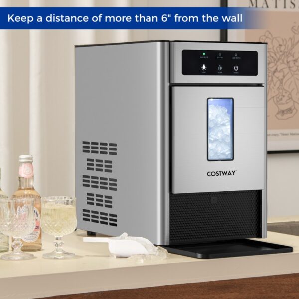 Countertop Nugget Ice Maker with Ice Scoop and Water Tray