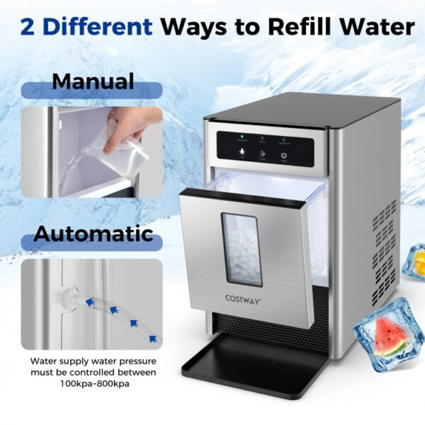 Countertop Nugget Ice Maker with Ice Scoop and Water Tray - Image 2