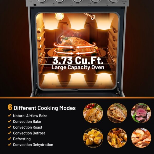 24 Inches Freestanding Natural Gas Range with 4 Burners Cooktop - Image 3