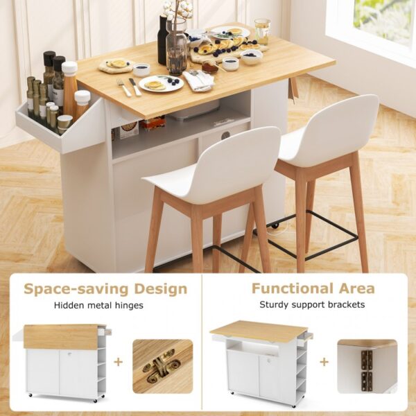 Rolling Kitchen Island Cart with Power Outlet for Dining Room - Image 2